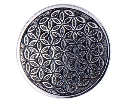 Stäbchenhalter Blume des Lebens Weißmetall, rund ø 12 cm , KH-908