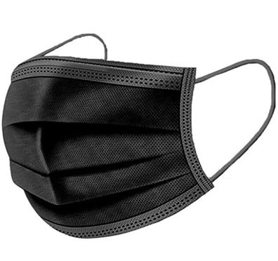 100 x Mundschutz schwarz 3-lagig Einwegmaske
