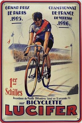 Blechschild 30 X 20 cm Vintage Rad Werbung - Bicyclette Lucifer