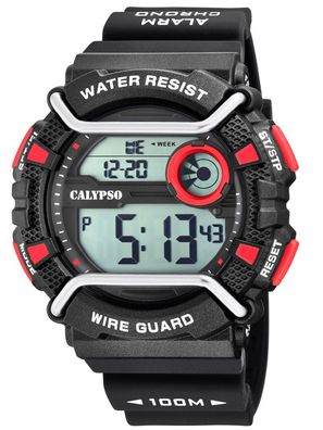 Calypso Herrenuhr | Digitale Uhr mit Alarm Stoppfunktion schwarz K5764/6