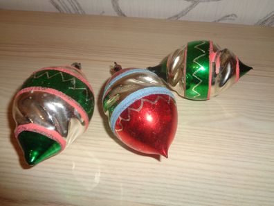3 Weihnachtskugeln, Baumbehang, schöner alter Christbaumschmuck