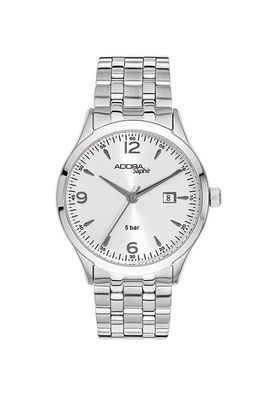 Adora Saphir Herren Armbanduhr Ø 39mm Edelstahl silbern Datum Analog