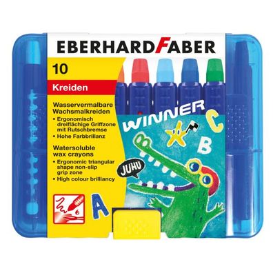 Winner Wachsmalkreiden mit Schiebehülse, 10 Stück, von Eberhard Faber