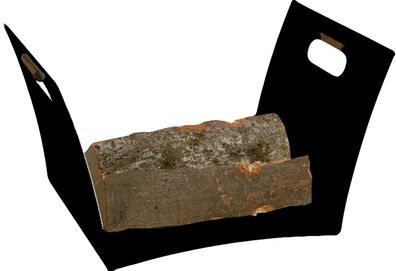 Holzkorb Kaminzubehör Kamingarnitur Schwarz beschichtet, Griffe aus Nussholz