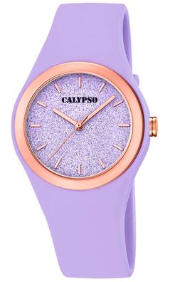 Calypso Quarzuhr lila > Kunststoff PU Band Armbanduhr analog > K5755/2