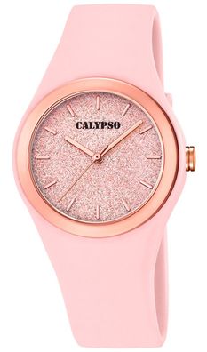 Calypso > Quarzuhr Kunststoff PU Band rosa Armbanduhr analog > K5755/6