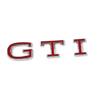 Original VW Schriftzug GTI Aufkleber Heckklappe Emblem Design Logo chrom/ rot
