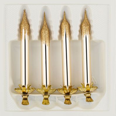 4tlg. Glas-Baumkerzen Set in "Chrom Champagner Gold" - Weihnachtsbaumkerzen