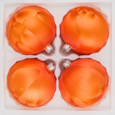 4 tlg. Glas-Weihnachtskugeln Set 8cm Ø in "Ice Orange" Eislack