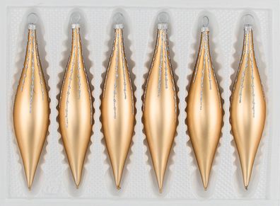 6 tlg. Glas-Zapfen Set in Classic Gold Silber Regen