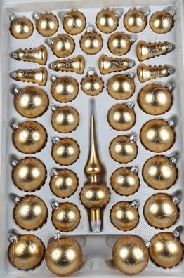 39 tlg. Glas-Weihnachtskugeln Set in Classic Gold Silberne Ornamente