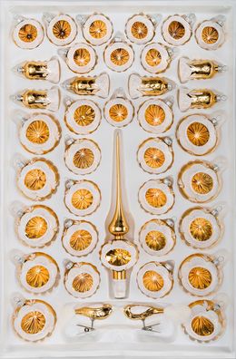 39 tlg. Glas-Weihnachtskugeln Set in Hochglanz Vintage Gold