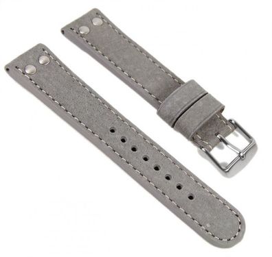 Wasserbüffel Ersatzband Uhrenarmband Leder 20mm Grau 954520