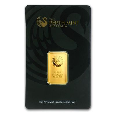 Perth Mint Australien 999.9 Goldbarren Känguru im Blister 10 Gramm Feingold