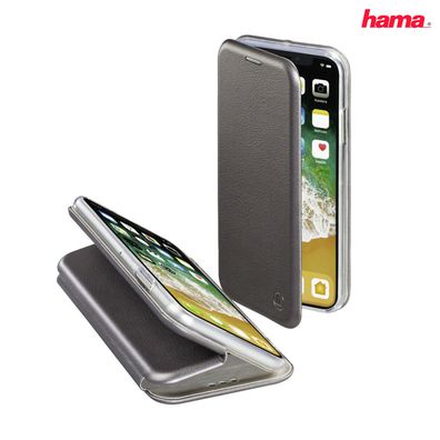 Hama Handy Tasche für iPhone X / XS Anthrazit Booklet Etui Magnet Cover