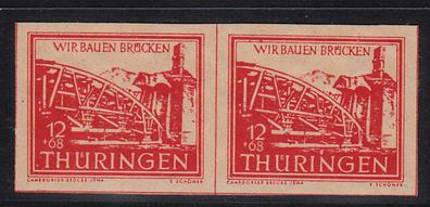 1946 SBZ - Thüringen Plattenfehler MiNr. 113y X im Paar, postfrisch