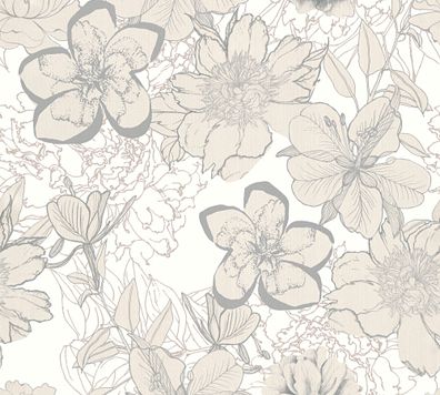 A.S. Création Blumen Tapete Creme Papiertapete 327981 Wandtapete floral modern