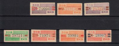02) 1960 DDR-Dienstmarken B- Wertstreifen MiNr. IV - X, 7 postfrische Werte ohne III