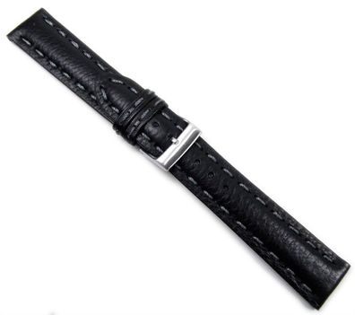 Modena Ersatzband Uhrenarmband Hochwertiges Kalbsleder schwarz 20723S