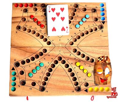 Tock Tock Game Holz Brettspiel mit Spielkarten für 4 Spieler Ting Tong