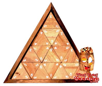 Triomino Holz Tridomino Dreiecks Domino mit 56 Dominosteinen mit Zahlen Triangle