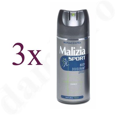 Malizia unisex SPORT ENERGY Parfum Deodorant 3x 150 ml
