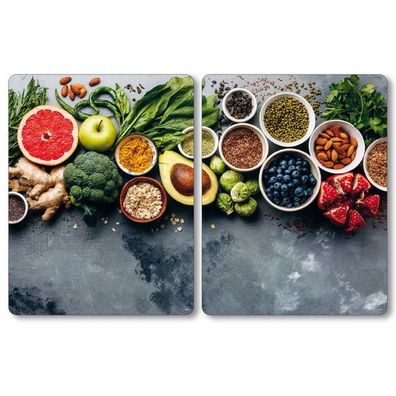 KESPER 2x XL Multi-Glasschneideplatte 50 x 38,5 cm Motiv: Healthy Kitchen 36643
