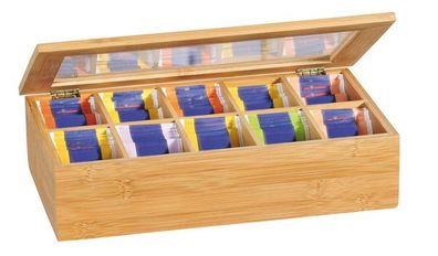 KESPER Teebox Tee-Box mit 10 Fächern aus FSC-zertifiziertem Bambus 58901