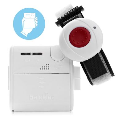 Helpline Mini: Kleiner mobiler Hausnotruf mit Notrufarmband und Clip
