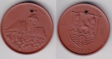 DDR Porzellan Medaille 1000 Jahre Mügeln 984-1984