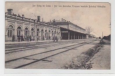 63425 Ak von deutschen Truppen besetzter Bahnhof Wirballen Virbalis Wierzbolów