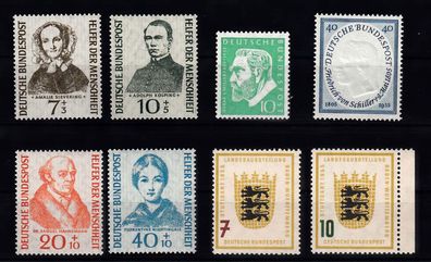 1955 Bund, Lot MiNr. 209, 210, 212-13, 222-25 postfrisch