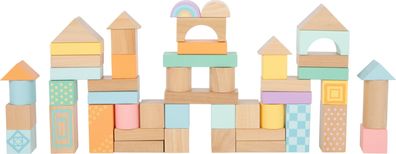 50 Bauklötze Holzbausteine Buchenholz Natur Bunt Spielzeug Aufbewahrungstonne