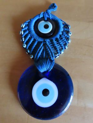 Auge Glas mit Aufhänger in blau und 12 kleinen Kugeln auch als Augen