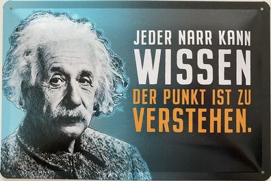 Blechschild 30x20cm Einstein Spruch: Jeder Narr kann wissen !
