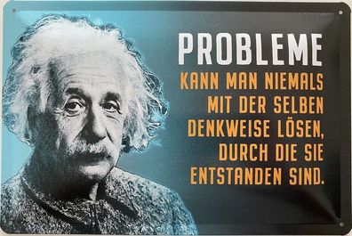 Blechschild 30x20cm Einstein Spruch: Probleme kann man niemals !