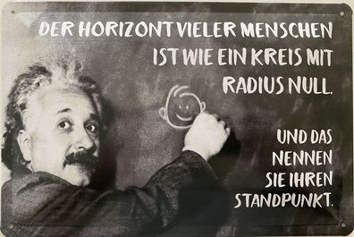 Blechschild 30x20cm Einstein Spruch: Ein Kreis mit Radius NULL !