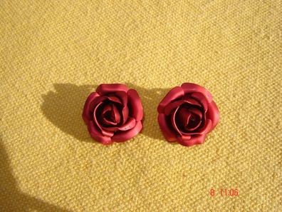 Dirndl Ohrclips Rose Metall rot 2,2 cm Trachtenschmuck p
