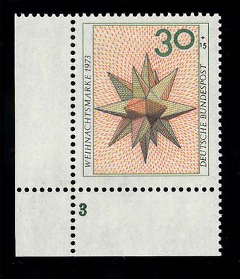 1973 Bund, Weihnachten MiNr. 790 Eckrand u. links, FNr. 3, postfrisch