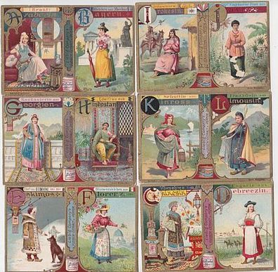 Liebigbilder Serie 449 "Alphabet IV weibliche Volkstrachten" komplett 1900 (107624)