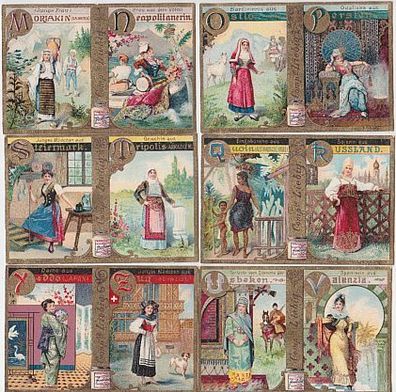 Liebigbilder Serie 449 "Alphabet IV weibliche Volkstrachten" komplett 1900 (108412)