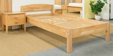 Holzbett 100x200 cm Buche natur massivholz Einzelbett Kinderbett Seniorenbett