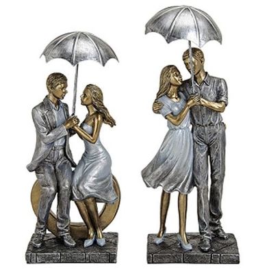 Liebespaar Paar mit Schirm Deko Zierfigur Figur stehen oder sitzen