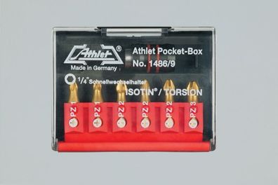 ATHLET 1486/9 Bits ISOTIN®/ Torsion PZ/ T-Sortierung + Magnethalter, 7-teilig