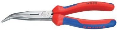 KNIPEX 2622200 Flachrundzange mit Schneide, Storchschnabelzange gebogen, 200 mm