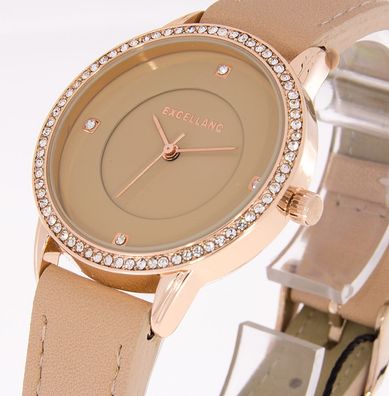 Damenuhr Excellanc Uhr Farbe rosegold rosa beige