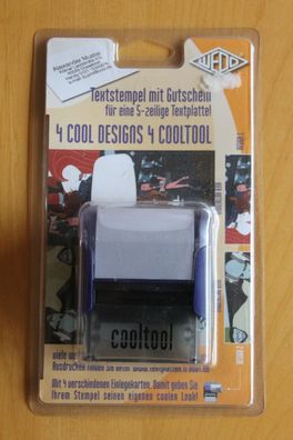 Textstempel "Cooltool" Stempelautomat; blaues Gehäuse; 5-zeilig, mit Gutschein