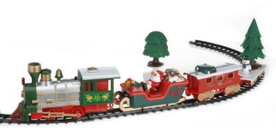 Weihnachtszug rot mit Musik und Beleuchtung - 22-teilig - Eisenbahn 91 cm