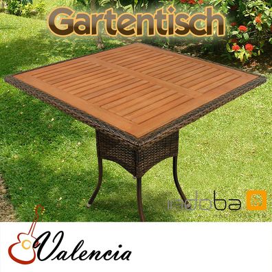 Gartentisch, Balkontisch aus Polyrattan, quadratisch, Serie Valencia - indoba®