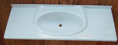 Waschbecken lang Ablagen kürzbar weiß für Wohnmobile 300f541 NEU